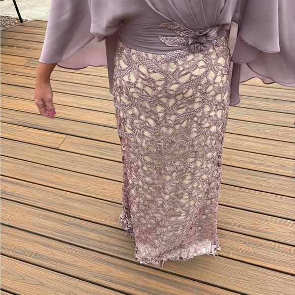 Mother of the Bride Groom Formal Floor Length Chiffon Lace Evening Dress - Picture 11 of 13